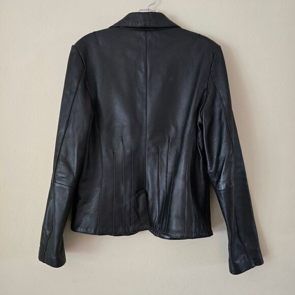 UNIFORN JOHN PAUL  Black Genuine Leather Jacket Size Medium Western Goth Biker - Picture 4 of 8
